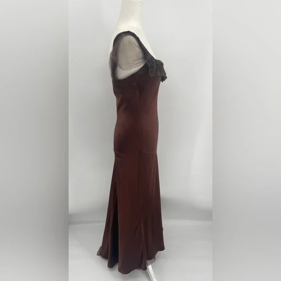 Ralph Lauren Collection Vintage Silk Gown Dress Embroidered Maxi 90s Slip Formal - Picture 10 of 15